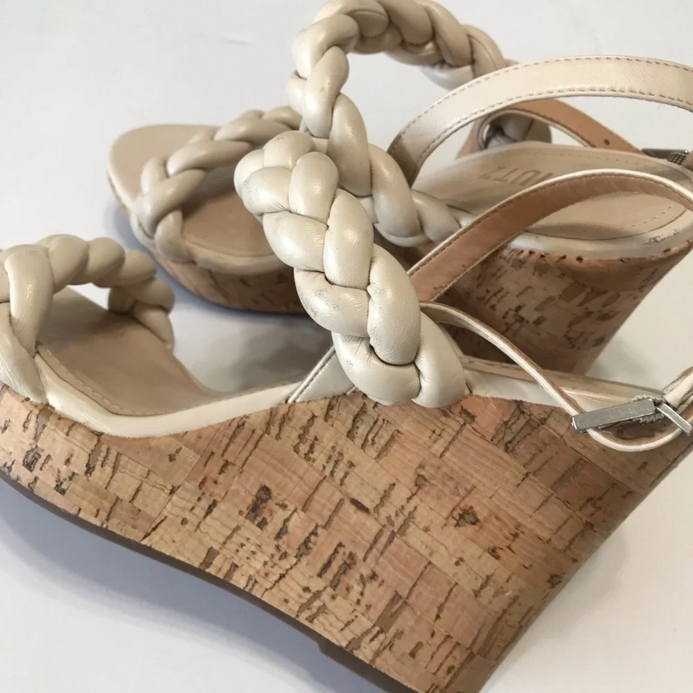 SCHUTZ  Chunky braided leather cork wedge slingback platforms Sz 10B 4.5 wedge E
